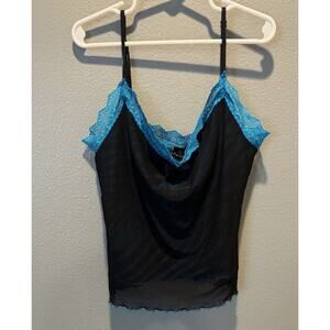 The Grave Girls Black and Blue Lace Tank Top Mesh Size S